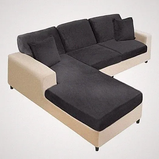 Sectional Couch Covers 6 Pieces Velvet Couch 2 Seater+1 Chaise+3 Back Black