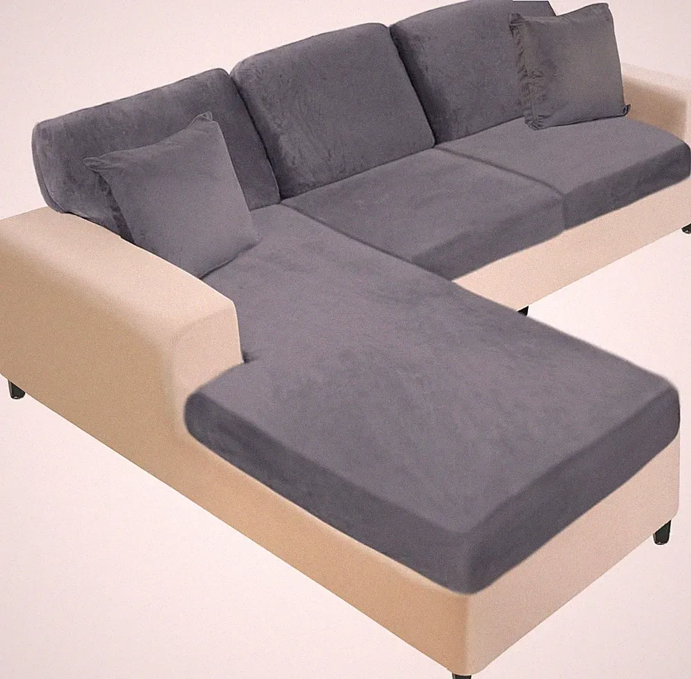 Sectional Couch Covers 6 Pieces Velvet Couch Cushion Covers L Shape Soft Stretch