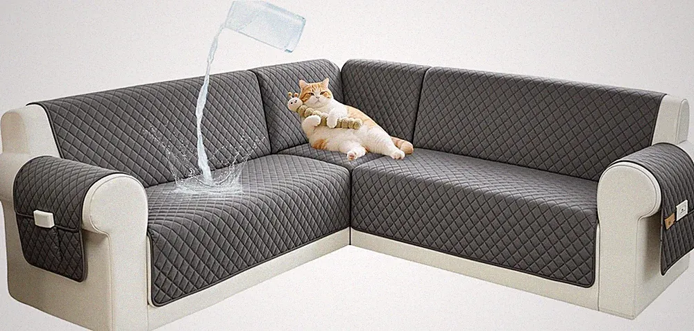 Sectional Couch Covers for Dogs 100% Waterproof Corner L Shaped Sofa Cover Pet