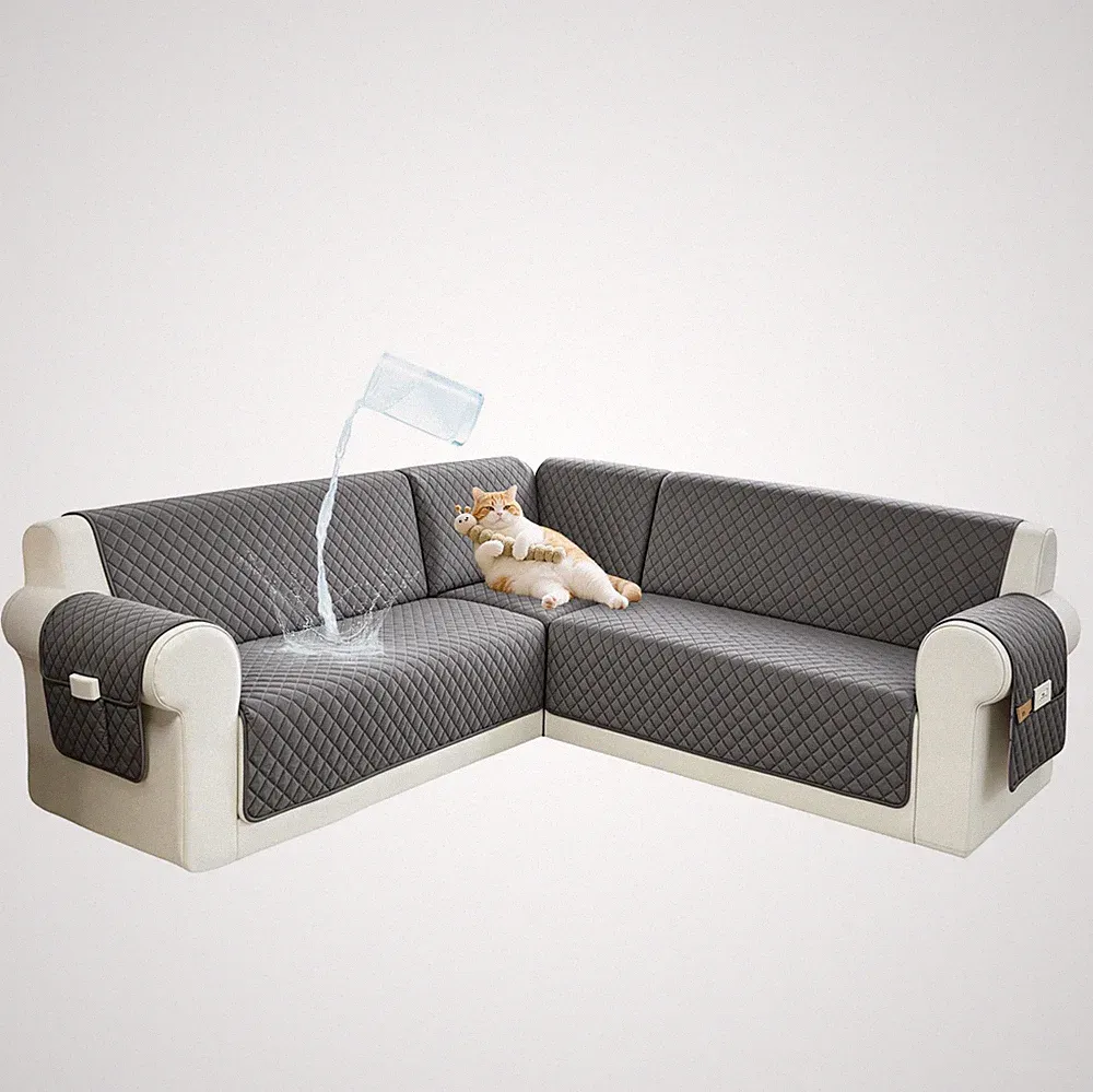 Sectional Couch Covers for Dogs 100% Waterproof Large Dark Gray