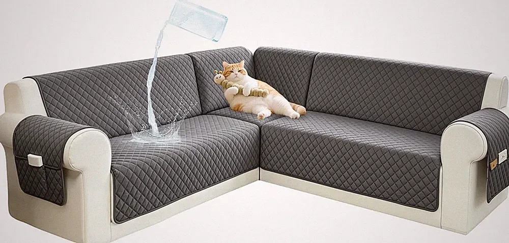 Sectional Couch Covers for Dogs 100% Waterproof XX-Large Gray