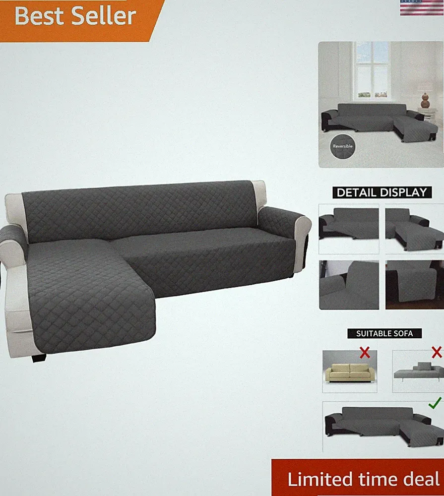 Sectional Couch Covers for Dogs L Shape Sofa Cover Reversible Sofa Slipcover...