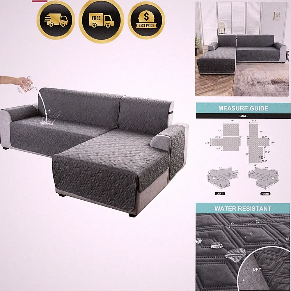 Sectional Couch Covers for Dogs L Shaped Sofa Covers Chaise Lounge Cover Reve...