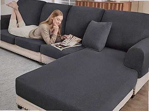 Sectional Couch Covers for Sofa Cushion L 3PC Seater or Backrest Dark Grey