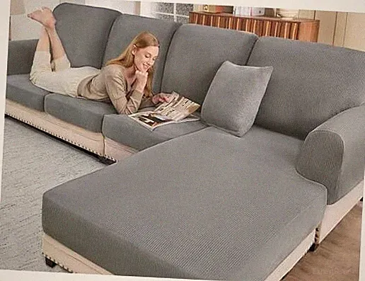 Sectional Couch Covers for Sofa Cushion L 3PC Seater or Backrest Light Grey
