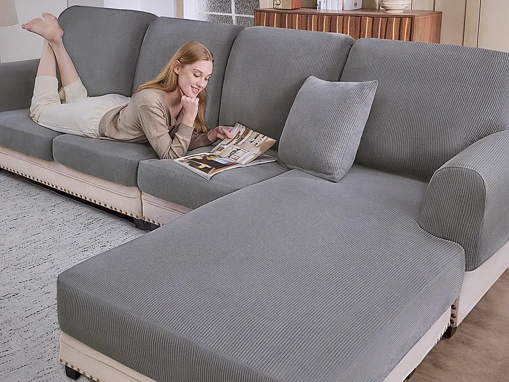 Sectional Couch Covers for Sofa Cushion L Shaped Couch Cover Washable Soft Co...