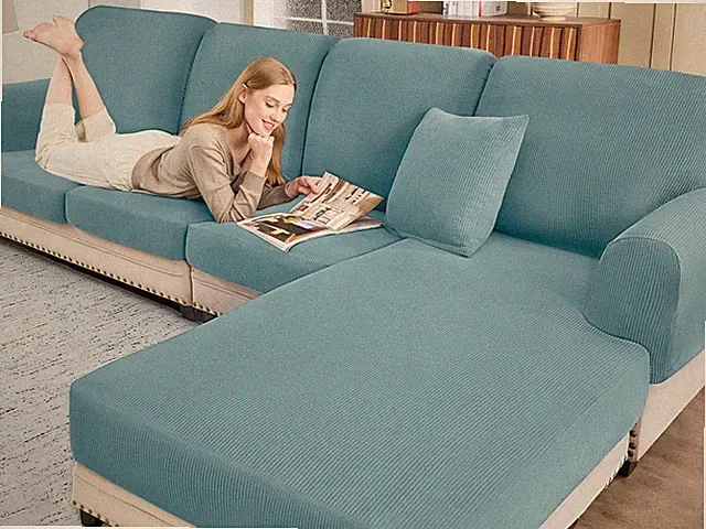 Sectional Couch Covers for Sofa Cushion L Shaped Couch Cover Washable Soft Co...