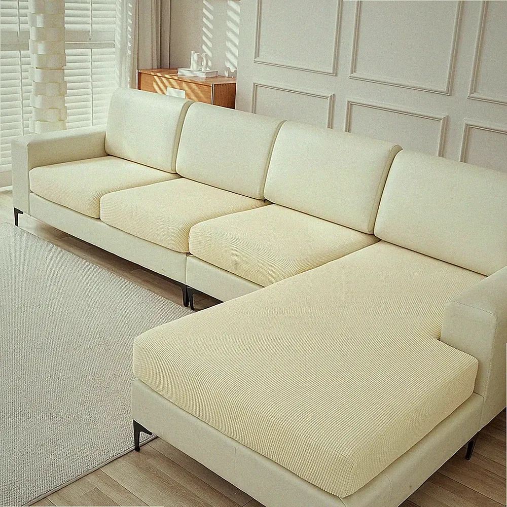 Sectional Couch Covers for Sofa L Shape Beige Universal Sofa Cover