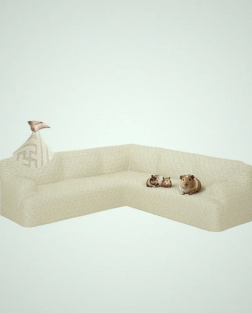 Sectional Couch Covers L Shape Sofa Cover 1-Piece (Medium, Light Beige)