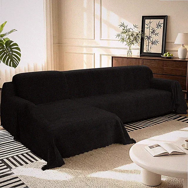 Sectional Couch Covers L Shape Sofa Cover Blanket 2 Pieces Chenille Soft Washabl