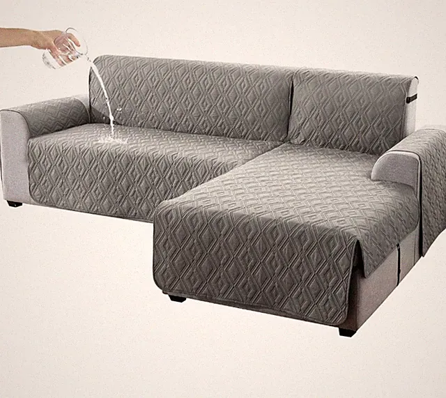 Sectional Couch Covers L Shaped Sofa Chaise Lounge Protector - Gray Large