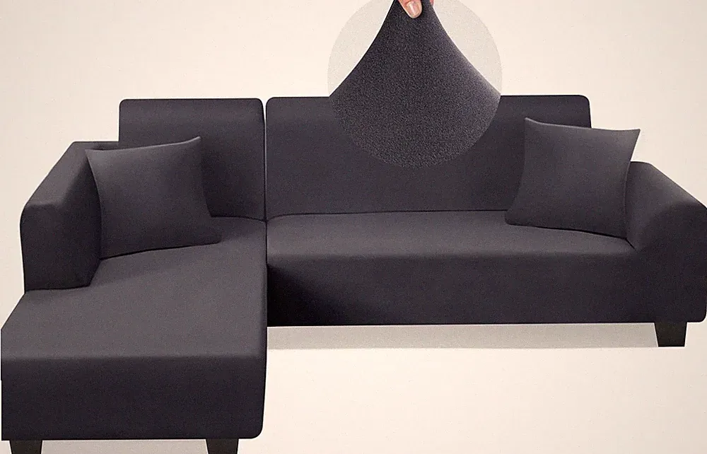 Sectional Couch Covers Stretch L Shape Sofa Covers, Dark Grey