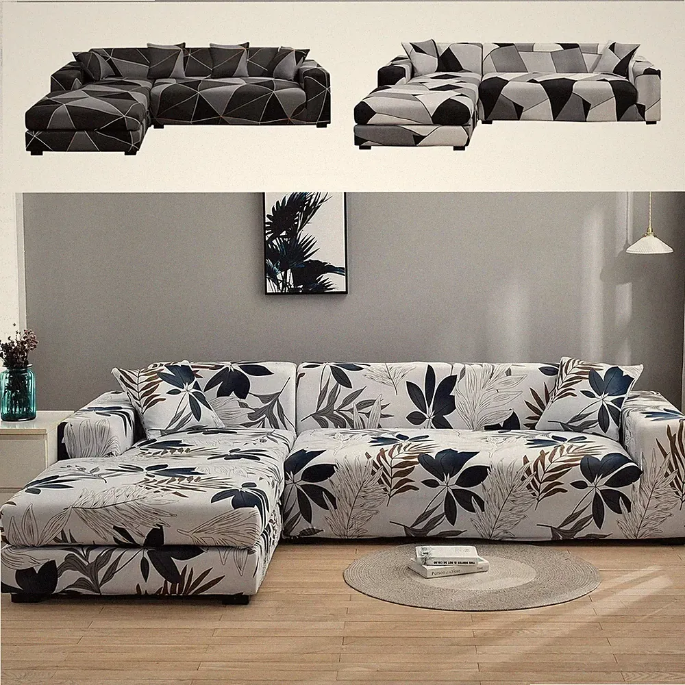 Sectional Couch Covers Stretch Sofa Slipcover for 3+3 Seater L-Shape Corner Sofa