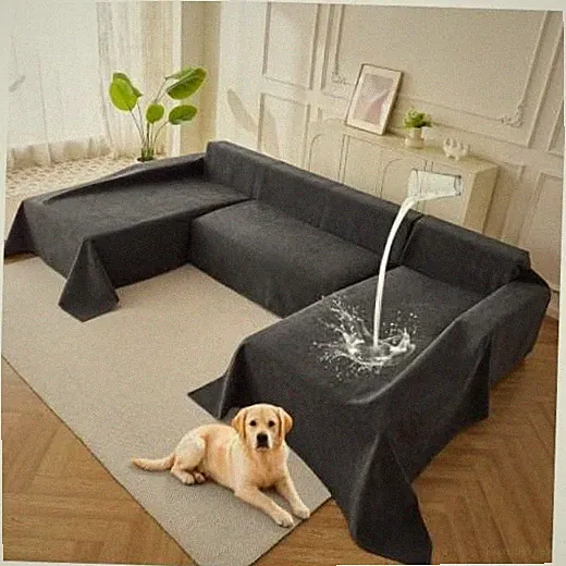 Sectional Couch Covers U Shape, 3 Pieces Waterproof Sofa Cover for Dark Grey