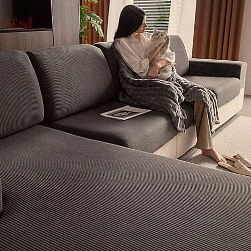 Sectional Couch Covers, Wear Resistant Stretch Sofa 1 Back Cover Dark Gray
