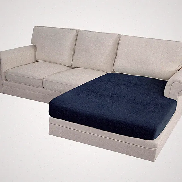 Sectional Couch Cushion Cover Leather-Look 1PC Stretch Chaise Seat Slipcover...