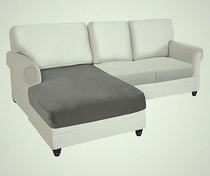 Sectional Couch Cushion Covers 1 Piece Velvet Separate L Chaise Lounge Grey