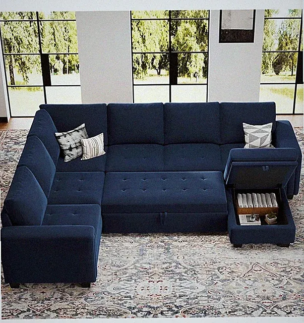 sectional couch living room blue