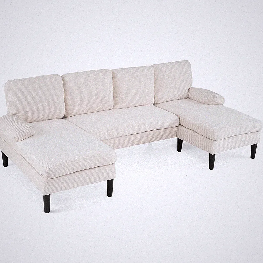 Sectional Couch, U-shaped Sofa w/Double Chaise, Padded Pillow Armrests for Home