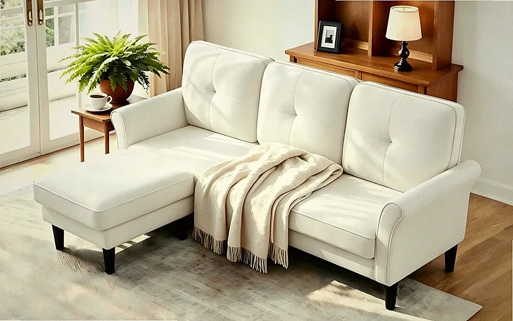 Sectional Couches for Living Room, 83" Velvet Modern 3 Seater Sofa, L Shaped Cou