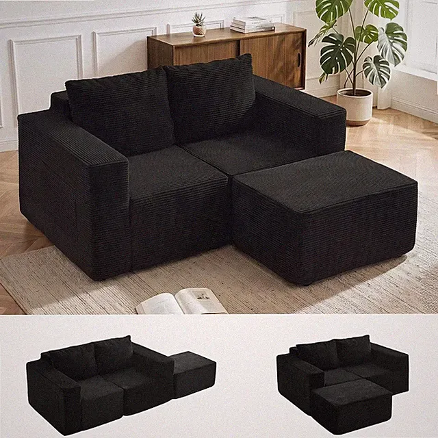Sectional Couches for Living Room Boneless Couch W/ Ottoman Comfy Fluffy Cloud
