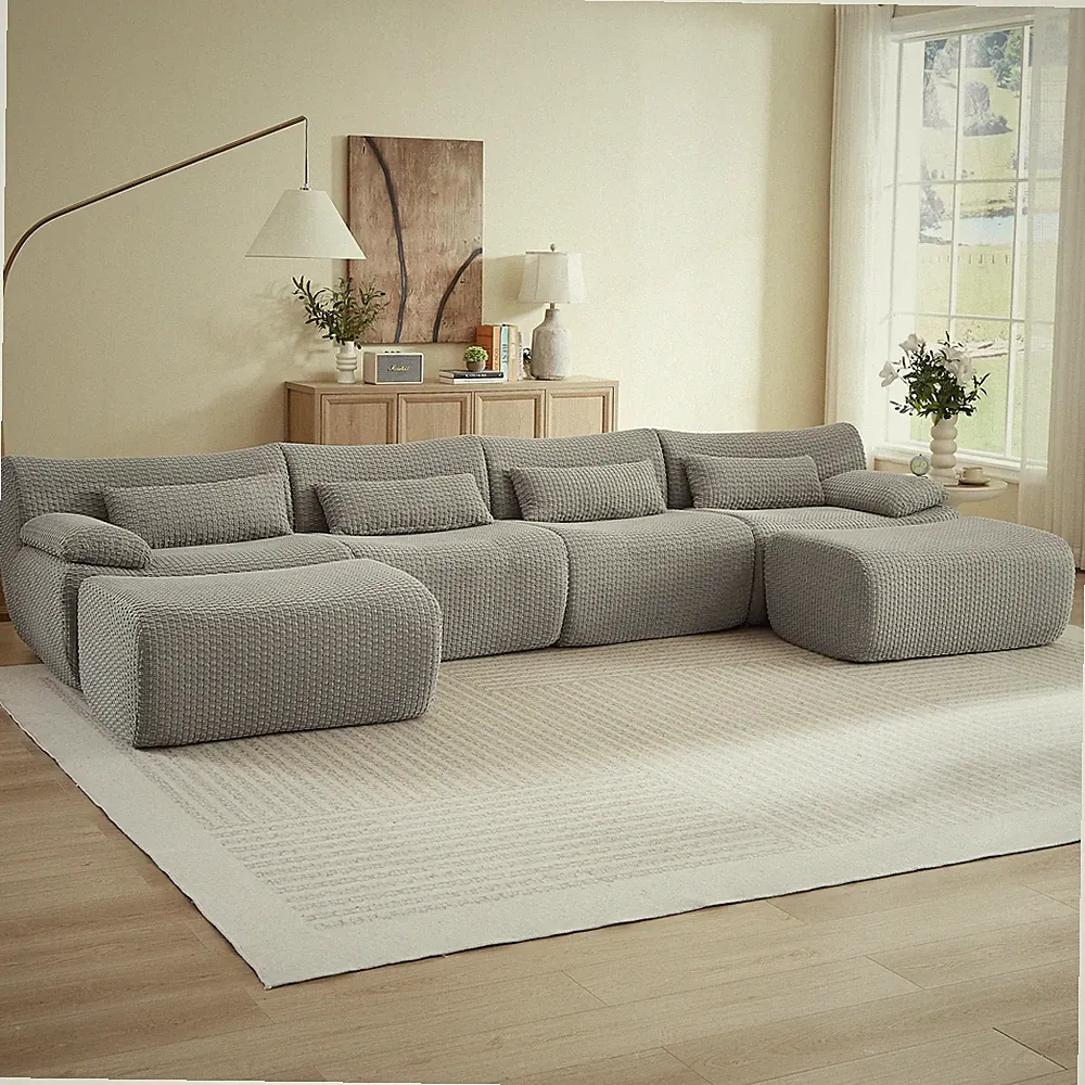 Sectional Couches for Living Room, Convertible U-Shape Couch with Ottoman