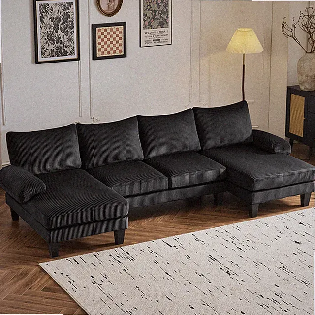 Sectional Couches for Living Room U Shaped Couch with Double Chaise 4-Seat Sofa