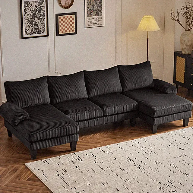 Sectional Couches for Living Room U Shaped Couch with Double Chaise 4-Seat Sofa