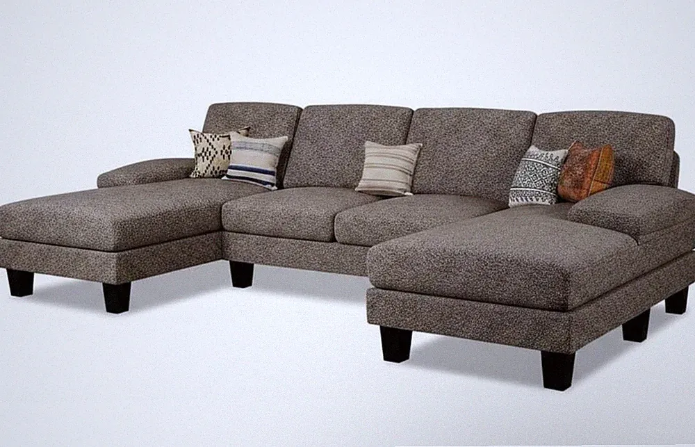 Sectional Couches for Living Room, U-Shaped Sofa Couch Fabric (Pearl Gray)