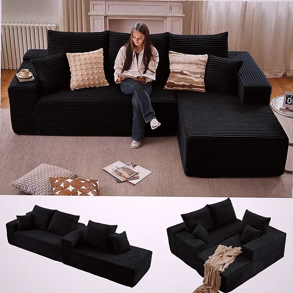 Sectional Couches Living Room Cloud Couch Sofa W/ L-Shape Couch in a Box