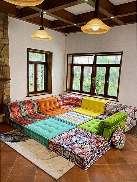 Sectional French tufted Daybed Sofa Couch Custom Modular Whole Floor Bed Set