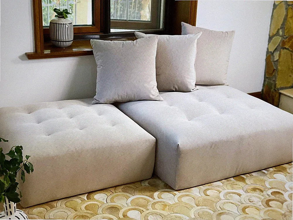 Sectional Immobile Modular Sofa Couch Customizable : Ottoman Footstool Foot Rest
