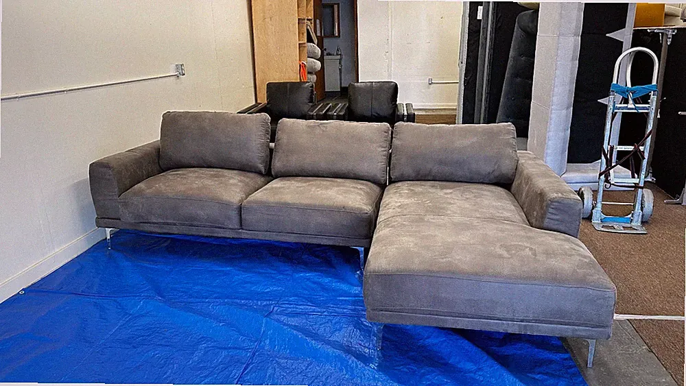 Sectional L-Shaped Sofa Couch - Dark Brown