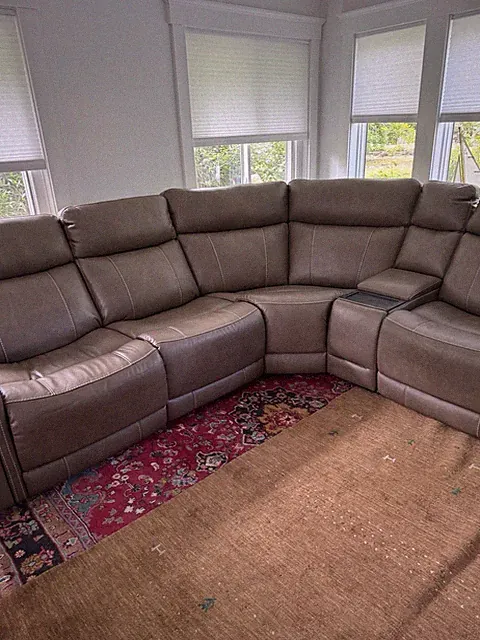 Sectional Leather Fabric Couch Sofa In Excellent Condition ••PICK UP ONLY