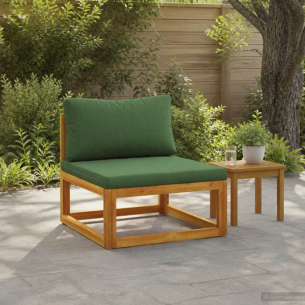 Sectional Middle Sofa With Cushions Solid Wood Natural