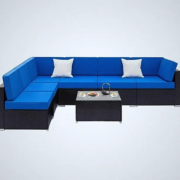Sectional Outdoor Black and Blue outdoor patio sofa set