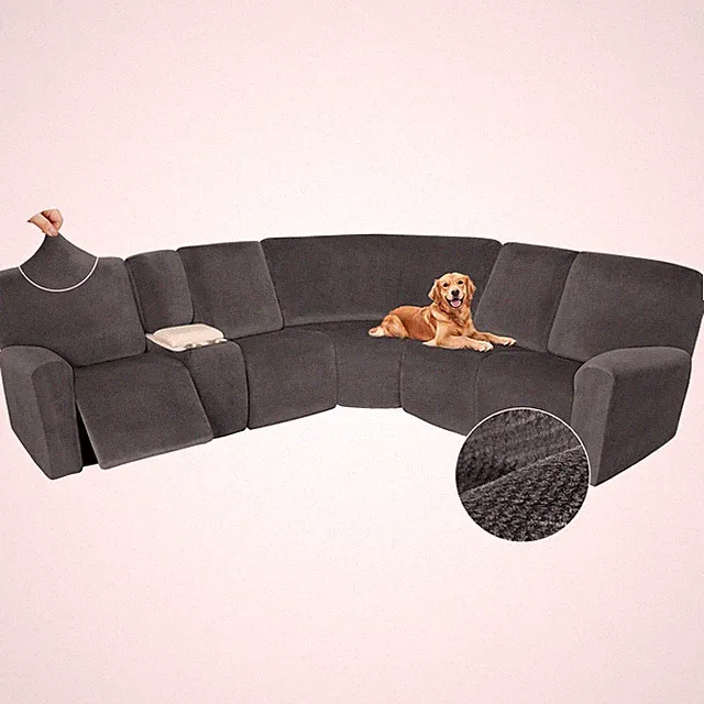 Sectional Recliner Couch Covers Velvet Washable Corner Sectional Sofa Cover f...
