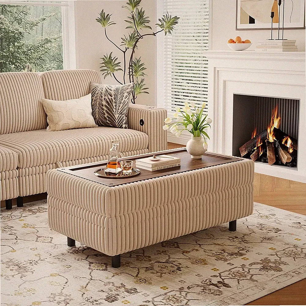 Sectional Sleeper Sofa - Modular Ottoman Module (Beige, Sleeper Sofa Ottoman)
