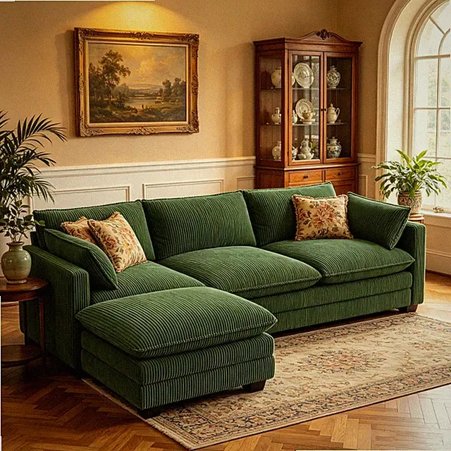 Sectional sofa, 110.2" L Shaped Cloud Sectional couch with Ottoman and Deep Seat