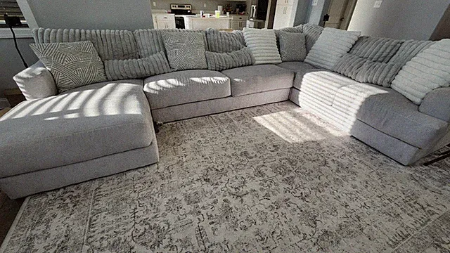 Sectional Sofa 7 pc with Chaise - Gray with 9 Big Pillows