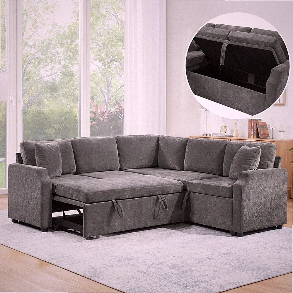 Sectional Sofa Bed L-shaped Sectional 81.9" Upholstered L-shaped Sofa with a Sof