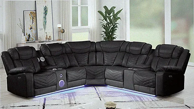 Sectional Sofa CHALLENGER Modern Style Recliner Built USBC Ports Bluetooth