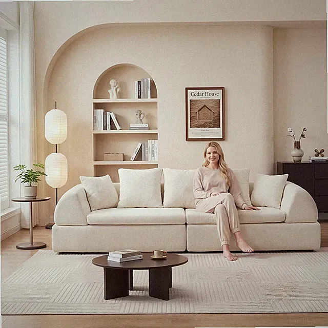 Sectional Sofa Cloud Modular White 4 Seat 104 In No Assembly Deep Seat
