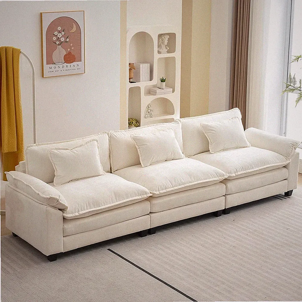 Sectional Sofa Comfy Cloud Couch for Living Room with Pillows, Modern Chenille S