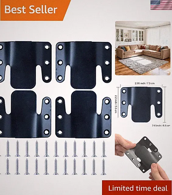 Sectional Sofa Connector Hardware Set - Includes Screws, 4-piece Solution