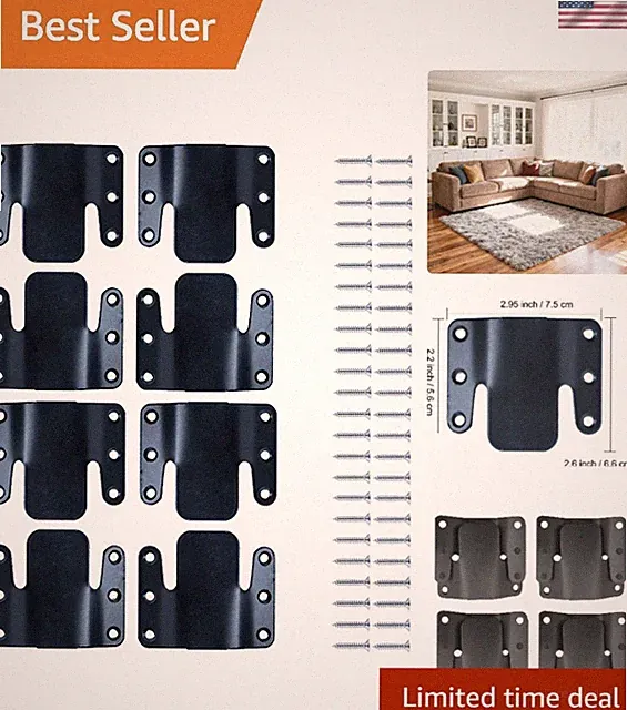 Sectional Sofa Connectors Interlocking Clips Bracket Set for Modular Couch 8 Pcs