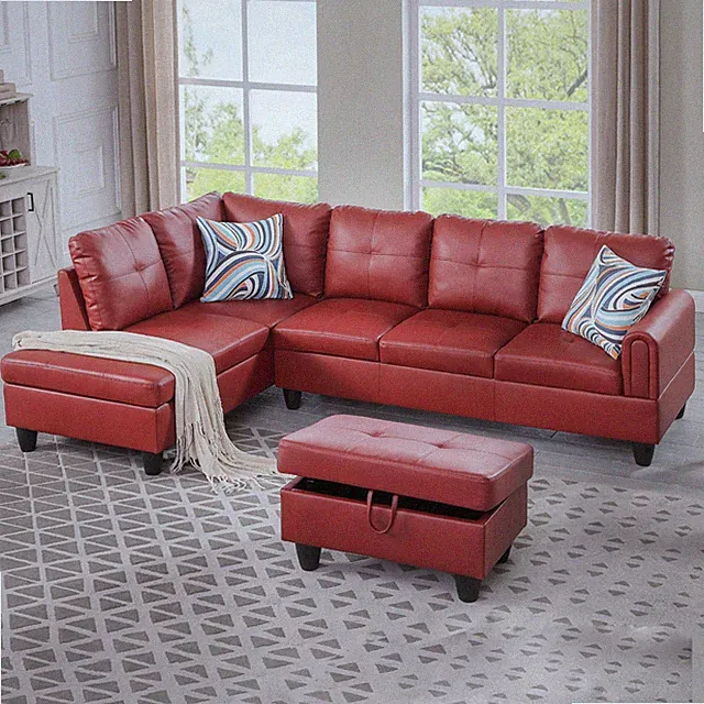 Sectional Sofa Corner Sofa L Shaped Couch Faux Leather Sofa Couch With Ottoman