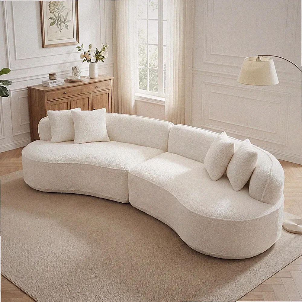 4-Seater Sectional Modular Sofa Couch, Curved Boneless Sofa Oversized Size Sofa