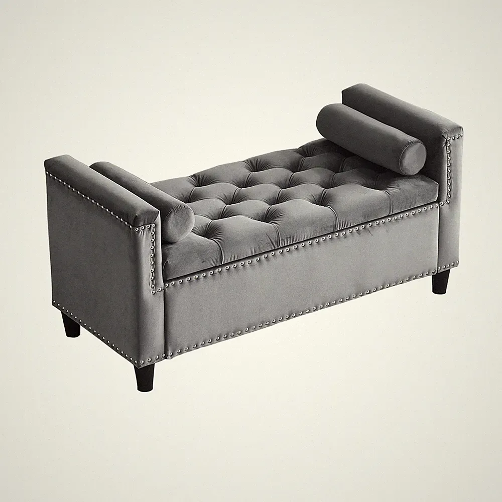 Sectional Sofa Couch Bench,一-Shaped Sofa Bench with Velvet Sleeper Sofa