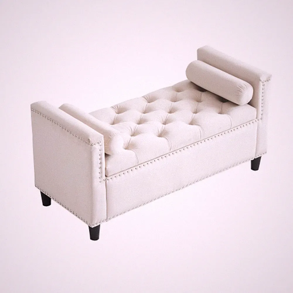 Sectional Sofa Couch Bench,一-Shaped Sofa Bench with Velvet Sleeper Sofa